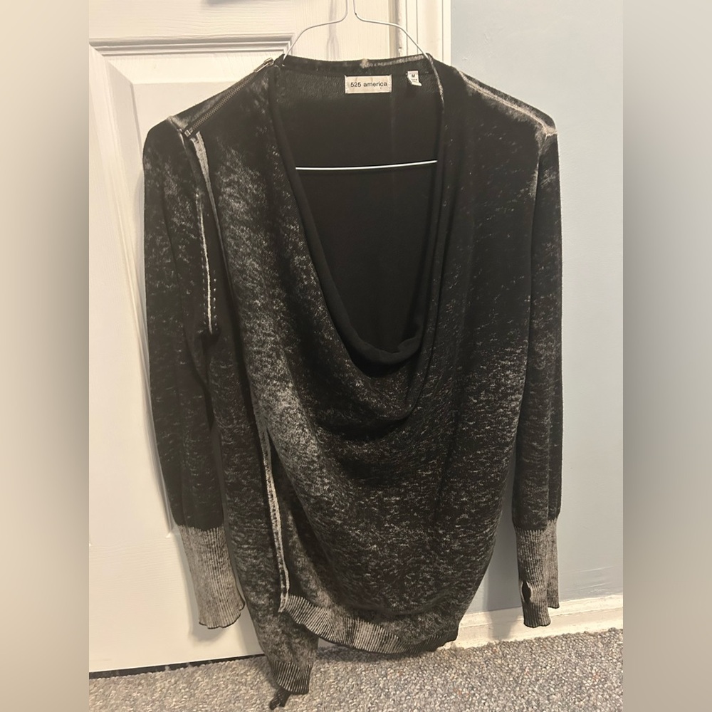 525 America Black and Gray Asymmetrical Sweater